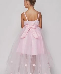 Girls High Low Dress With 3D Appliques By Cinderella Couture 9019 15 Girls High Low Dress With 3D Appliques By Cinderella Couture 9019