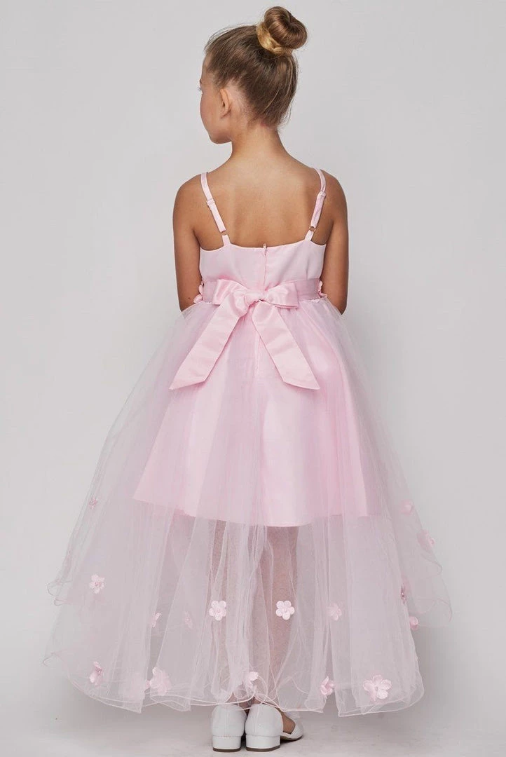 Girls High Low Dress With 3D Appliques By Cinderella Couture 9019 6 Girls High Low Dress With 3D Appliques By Cinderella Couture 9019