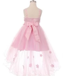 Girls High Low Dress With 3D Appliques By Cinderella Couture 9019 17 Girls High Low Dress With 3D Appliques By Cinderella Couture 9019