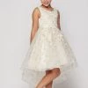 Girls High Low Dress With 3D Flowers By Cinderella Couture 9057 Flower Girl Dresses