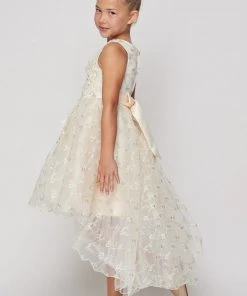 Girls High Low Dress With 3D Flowers By Cinderella Couture 9057 Flower Girl Dresses