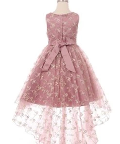Girls High Low Dress With 3D Flowers By Cinderella Couture 9057 Flower Girl Dresses