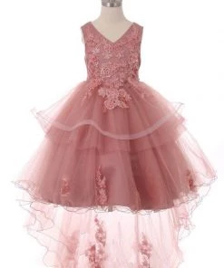 Girls High Low Dress With Appliques By Cinderella Couture 9056 Flower Girl Dresses