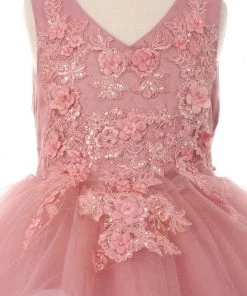Girls High Low Dress With Appliques By Cinderella Couture 9056 Flower Girl Dresses