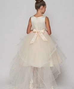 Girls High Low Dress With Appliques By Cinderella Couture 9056 Flower Girl Dresses