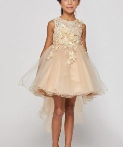 Flower Girl Dresses Girls High Low Tulle Dress With 3D Flowers By Cinderella Couture 9038 17 Flower Girl Dresses Girls High Low Tulle Dress With 3D Flowers By Cinderella Couture 9038