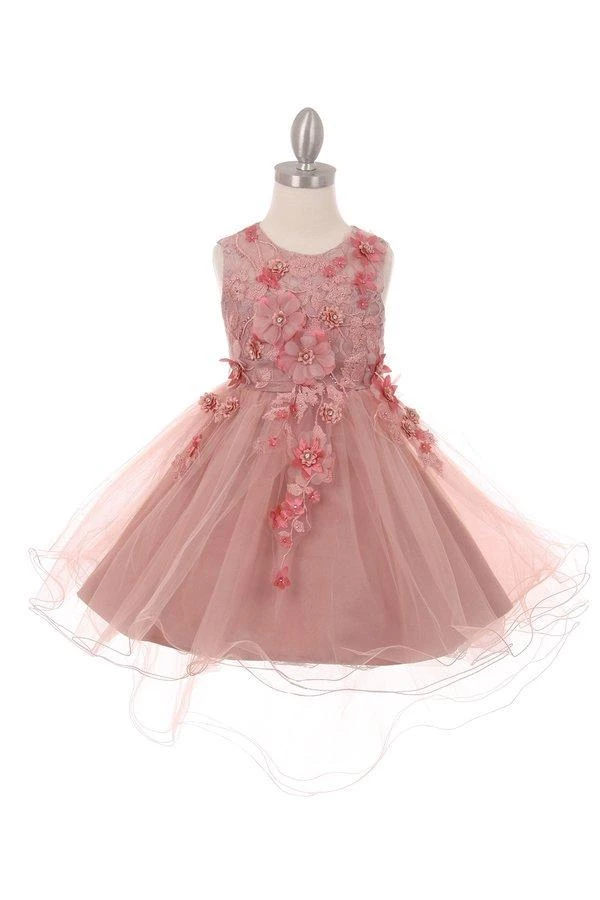 Flower Girl Dresses Girls High Low Tulle Dress With 3D Flowers By Cinderella Couture 9038 13 Flower Girl Dresses Girls High Low Tulle Dress With 3D Flowers By Cinderella Couture 9038