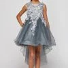 Flower Girl Dresses Girls High Low Tulle Dress With 3D Flowers By Cinderella Couture 9038