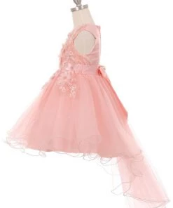 Flower Girl Dresses Girls High Low Tulle Dress With 3D Flowers By Cinderella Couture 9038 21 Flower Girl Dresses Girls High Low Tulle Dress With 3D Flowers By Cinderella Couture 9038
