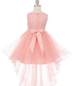 Flower Girl Dresses Girls High Low Tulle Dress With 3D Flowers By Cinderella Couture 9038 22 Flower Girl Dresses Girls High Low Tulle Dress With 3D Flowers By Cinderella Couture 9038