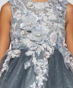 Flower Girl Dresses Girls High Low Tulle Dress With 3D Flowers By Cinderella Couture 9038 15 Flower Girl Dresses Girls High Low Tulle Dress With 3D Flowers By Cinderella Couture 9038