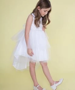 Calla Collection Flower Girl Dresses Girls High Low Tulle Dress With Feather Bodice