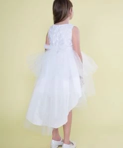 Calla Collection Flower Girl Dresses Girls High Low Tulle Dress With Feather Bodice