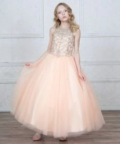 Calla Collection Girls Jeweled Illusion Sleeveless Ball Gown By Calla KY204 26 Calla Collection Girls Jeweled Illusion Sleeveless Ball Gown By Calla KY204