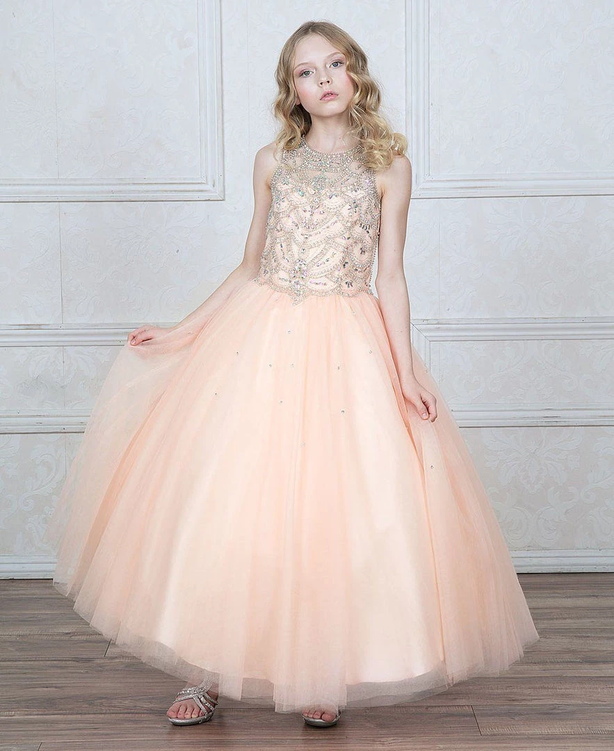 Calla Collection Girls Jeweled Illusion Sleeveless Ball Gown By Calla KY204 10 Calla Collection Girls Jeweled Illusion Sleeveless Ball Gown By Calla KY204