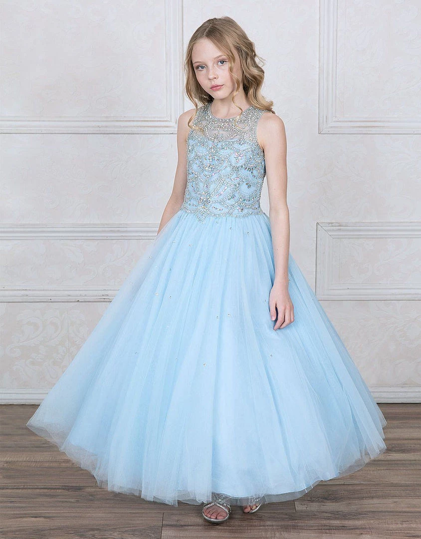 Calla Collection Girls Jeweled Illusion Sleeveless Ball Gown By Calla KY204 6 Calla Collection Girls Jeweled Illusion Sleeveless Ball Gown By Calla KY204