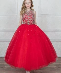 Calla Collection Girls Jeweled Illusion Sleeveless Ball Gown By Calla KY204 30 Calla Collection Girls Jeweled Illusion Sleeveless Ball Gown By Calla KY204