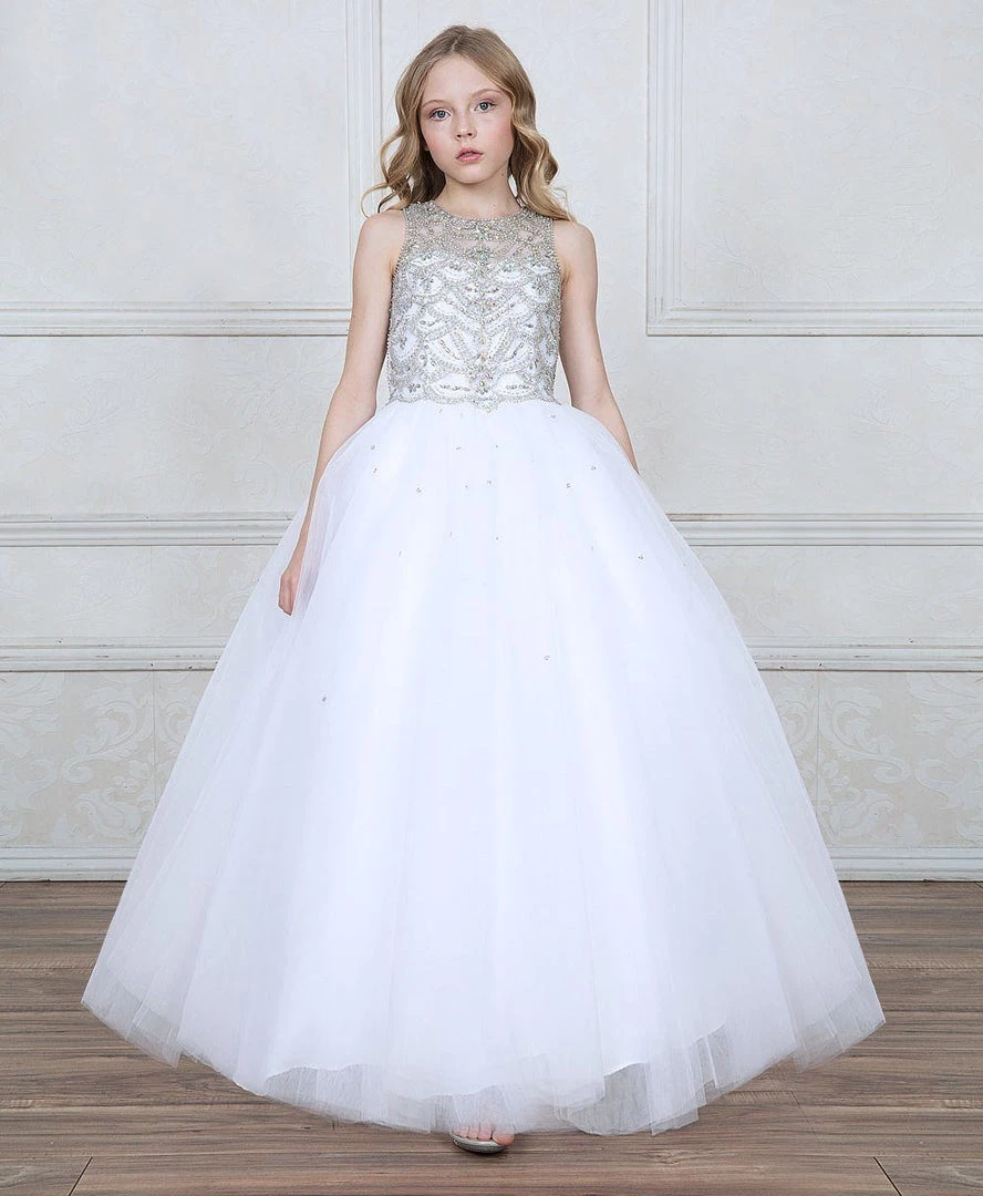 Calla Collection Girls Jeweled Illusion Sleeveless Ball Gown By Calla KY204 3 Calla Collection Girls Jeweled Illusion Sleeveless Ball Gown By Calla KY204