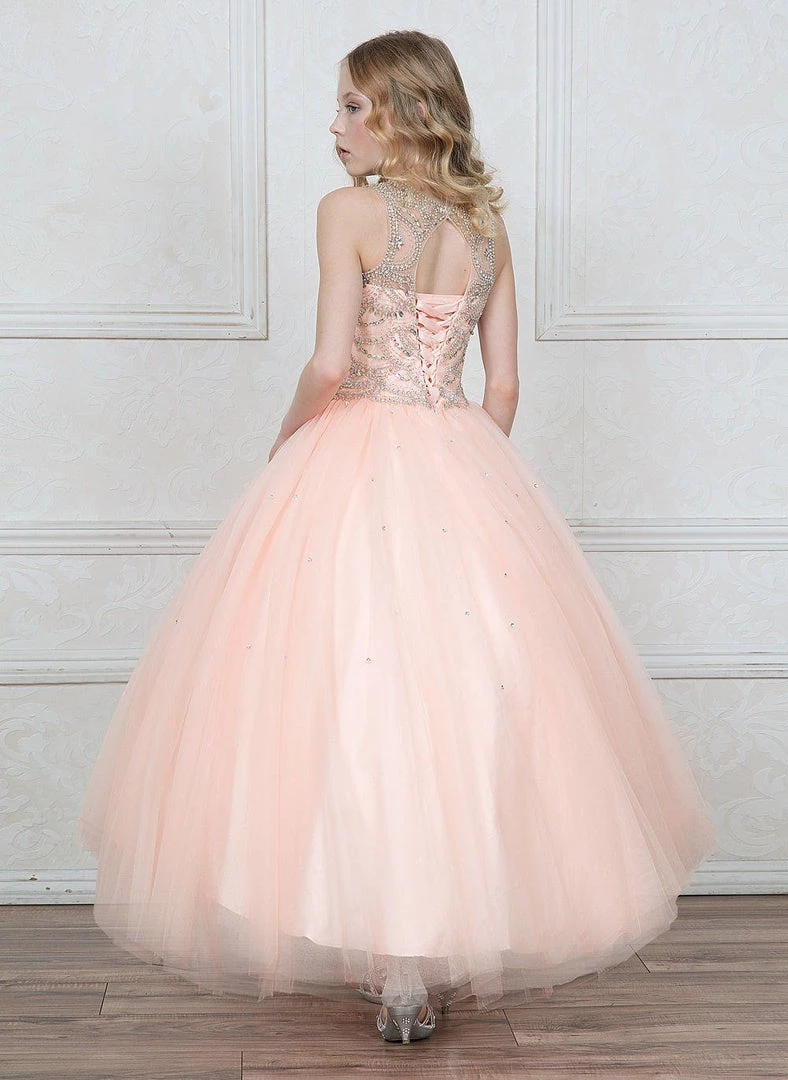 Calla Collection Girls Jeweled Illusion Sleeveless Ball Gown By Calla KY204 11 Calla Collection Girls Jeweled Illusion Sleeveless Ball Gown By Calla KY204