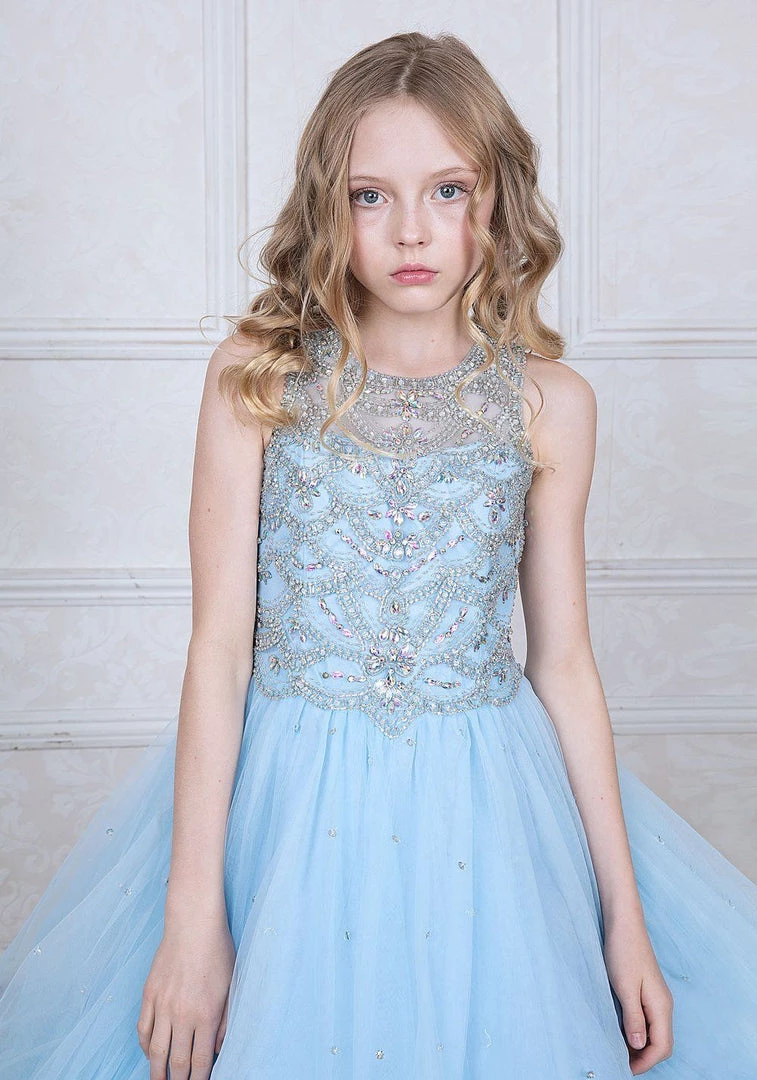Calla Collection Girls Jeweled Illusion Sleeveless Ball Gown By Calla KY204 8 Calla Collection Girls Jeweled Illusion Sleeveless Ball Gown By Calla KY204