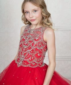 Calla Collection Girls Jeweled Illusion Sleeveless Ball Gown By Calla KY204 32 Calla Collection Girls Jeweled Illusion Sleeveless Ball Gown By Calla KY204