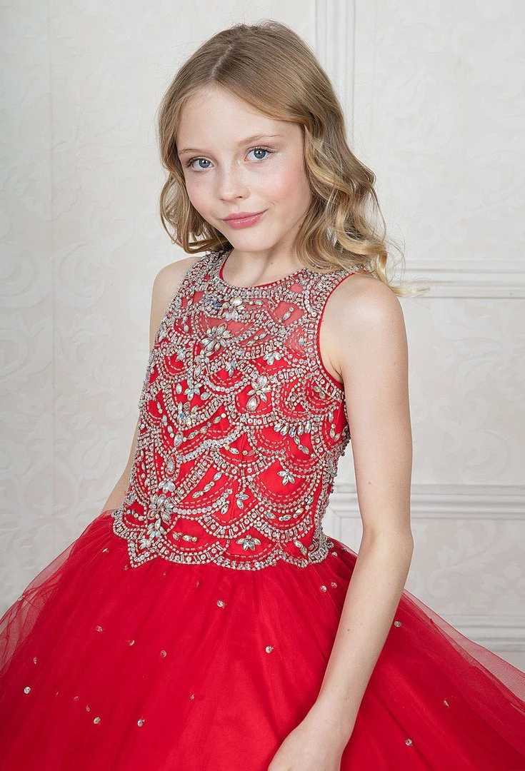 Calla Collection Girls Jeweled Illusion Sleeveless Ball Gown By Calla KY204 16 Calla Collection Girls Jeweled Illusion Sleeveless Ball Gown By Calla KY204