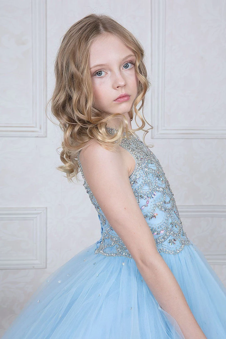 Calla Collection Girls Jeweled Illusion Sleeveless Ball Gown By Calla KY204 9 Calla Collection Girls Jeweled Illusion Sleeveless Ball Gown By Calla KY204