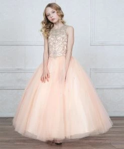 Calla Collection Girls Jeweled Illusion Sleeveless Ball Gown By Calla KY204 29 Calla Collection Girls Jeweled Illusion Sleeveless Ball Gown By Calla KY204