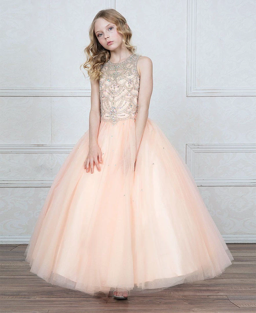 Calla Collection Girls Jeweled Illusion Sleeveless Ball Gown By Calla KY204 13 Calla Collection Girls Jeweled Illusion Sleeveless Ball Gown By Calla KY204