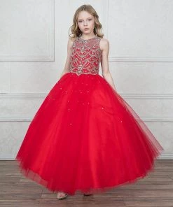 Calla Collection Girls Jeweled Illusion Sleeveless Ball Gown By Calla KY204 33 Calla Collection Girls Jeweled Illusion Sleeveless Ball Gown By Calla KY204