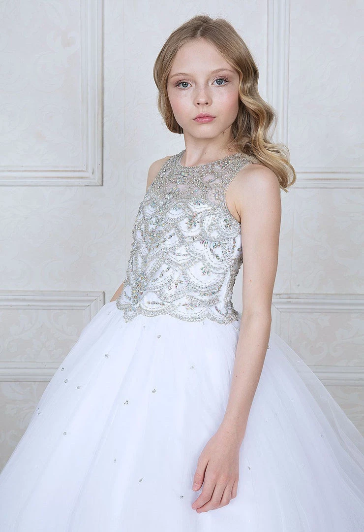 Calla Collection Girls Jeweled Illusion Sleeveless Ball Gown By Calla KY204 5 Calla Collection Girls Jeweled Illusion Sleeveless Ball Gown By Calla KY204