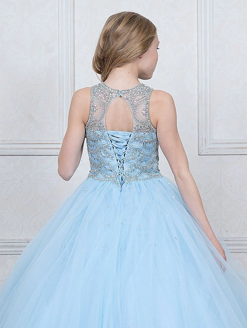 Calla Collection Girls Jeweled Illusion Sleeveless Ball Gown By Calla KY204 7 Calla Collection Girls Jeweled Illusion Sleeveless Ball Gown By Calla KY204