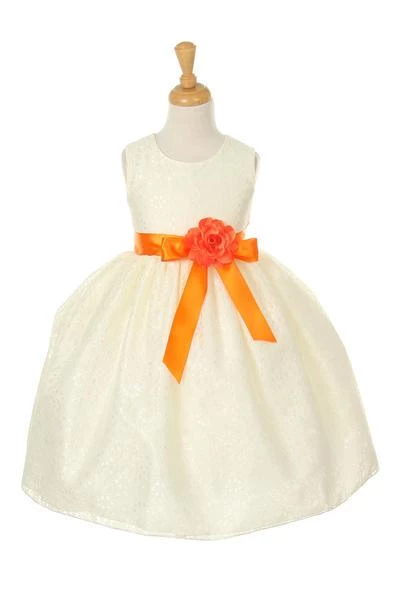 Cinderella Couture Girls Ivory Raschel Lace Tea Length Dress With Flower Sash Flower Girl Dresses 14 Cinderella Couture Girls Ivory Raschel Lace Tea Length Dress With Flower Sash Flower Girl Dresses