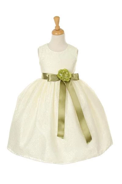 Cinderella Couture Girls Ivory Raschel Lace Tea Length Dress With Flower Sash Flower Girl Dresses 12 Cinderella Couture Girls Ivory Raschel Lace Tea Length Dress With Flower Sash Flower Girl Dresses