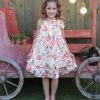 Calla Collection Flower Girl Dresses Girls Ivory/Pink Short Chiffon Floral Print Dress By Calla C621