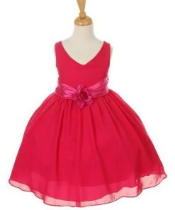 ABC Fashion Flower Girl Dresses Girls Knee Length Dresses With Floral Sash - 6 Colors