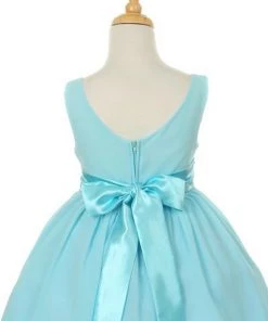 ABC Fashion Flower Girl Dresses Girls Knee Length Dresses With Floral Sash - 6 Colors 10 ABC Fashion Flower Girl Dresses Girls Knee Length Dresses With Floral Sash - 6 Colors