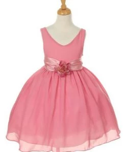 ABC Fashion Flower Girl Dresses Girls Knee Length Dresses With Floral Sash - 6 Colors 12 ABC Fashion Flower Girl Dresses Girls Knee Length Dresses With Floral Sash - 6 Colors