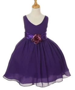 ABC Fashion Flower Girl Dresses Girls Knee Length Dresses With Floral Sash - 6 Colors