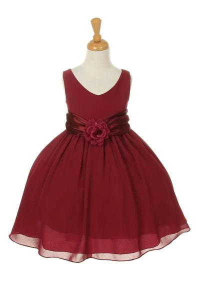 ABC Fashion Flower Girl Dresses Girls Knee Length Dresses With Floral Sash - 6 Colors 6 ABC Fashion Flower Girl Dresses Girls Knee Length Dresses With Floral Sash - 6 Colors