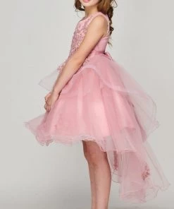 Girls Lace Applique High Low Dress By Cinderella Couture 9120