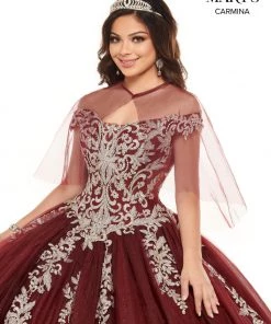 Mary's Bridal Mini Quince Collection Flower Girl Dresses Girls Lace Applique Long Off Shoulder Dress By Mary's Bridal MQ4023