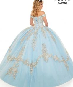 Mary's Bridal Mini Quince Collection Flower Girl Dresses Girls Lace Applique Long Off Shoulder Dress By Mary's Bridal MQ4023