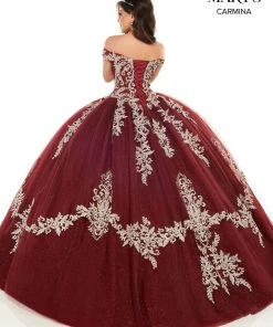 Mary's Bridal Mini Quince Collection Flower Girl Dresses Girls Lace Applique Long Off Shoulder Dress By Mary's Bridal MQ4023