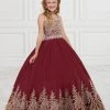 Tiffany Princess By House Of Wu Kids Girls Lace Applique Long Satin Dress By Mini Quince 26826MQ