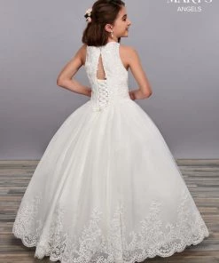 Mary's Bridal Angels Collection Girls Applique Long Sleeveless Dress By Mary's Bridal MB9058 Flower Girl Dresses