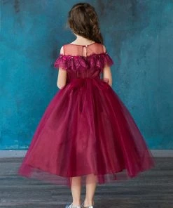 Calla Collection Girls Lace Trim Cold Shoulder Dress By Calla D798 Flower Girl Dresses