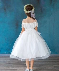 Calla Collection Girls Lace Trim Cold Shoulder Dress By Calla D798 Flower Girl Dresses