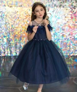 Calla Collection Girls Lace Trim Cold Shoulder Dress By Calla D798 Flower Girl Dresses