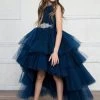 Calla Collection Girls Layered High Low Dress With Lace Bodice By Calla D825 Flower Girl Dresses